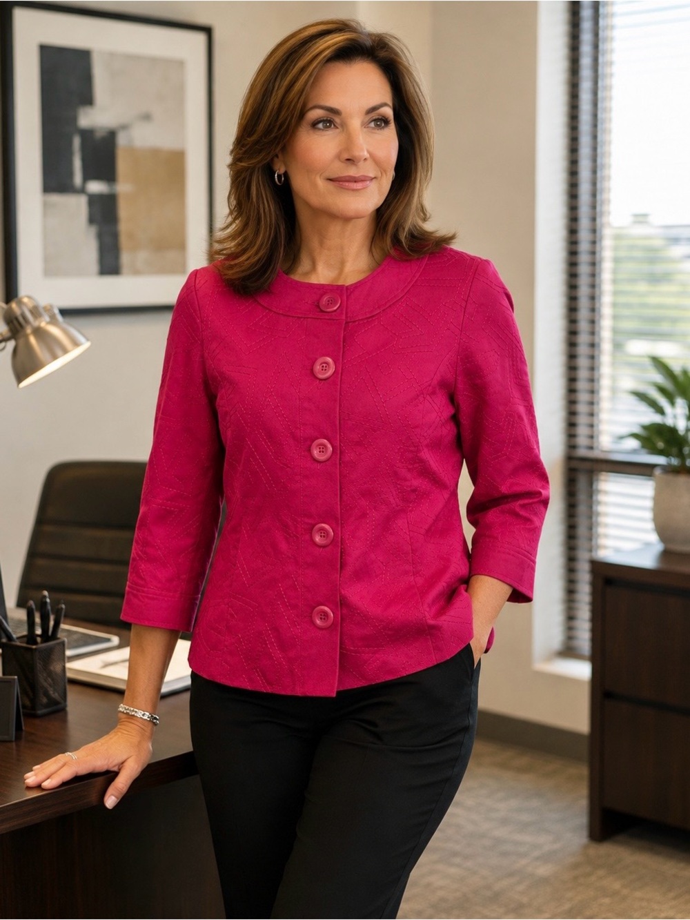 Coldwater Creek Berry Button Up Jacket Office Corpcore Refined Power Dressing